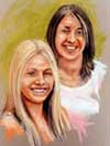 Pastel Portrait of Two Sisters - Family Portraits by David Charlesworth GRA